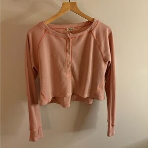 Intimately by Free People Early Night Waffle Henley Long Sleeve Top